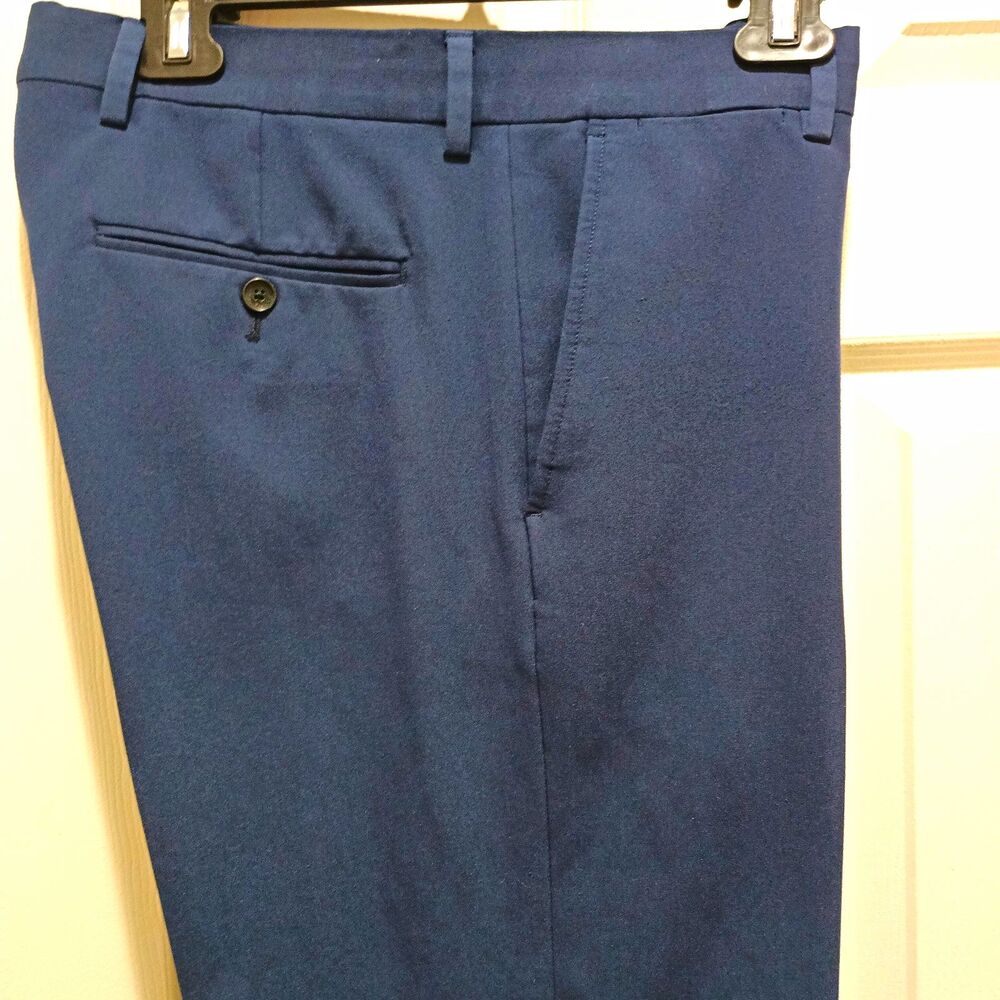 Tommy Hilfiger Men’s Blue Herringbone Dress Pants Straight Leg Stretch 34